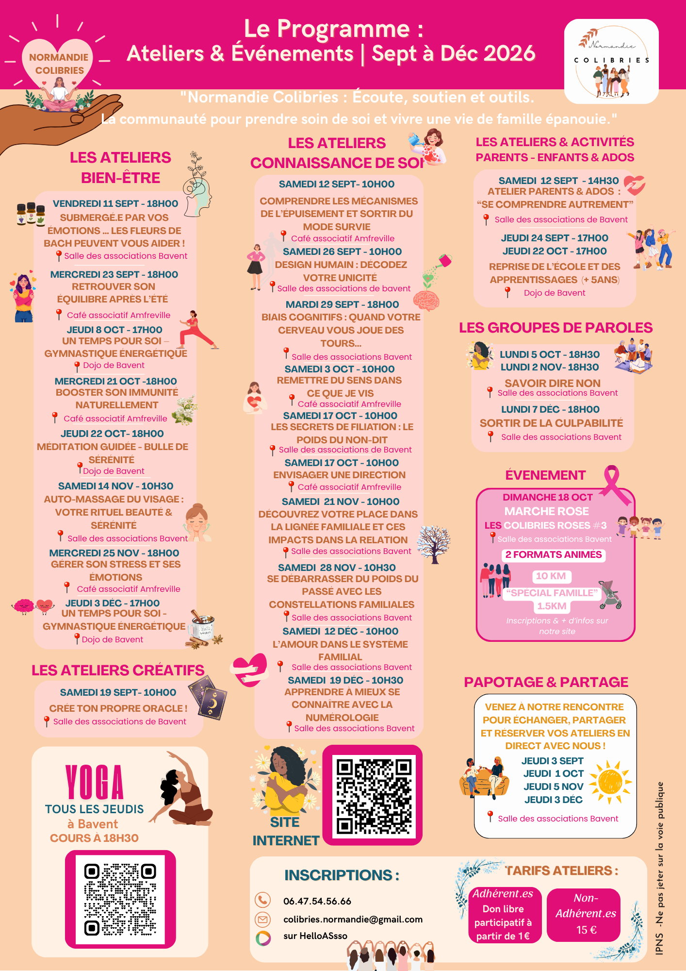 Programme Normandie Colibries de septembre à décembre 2026