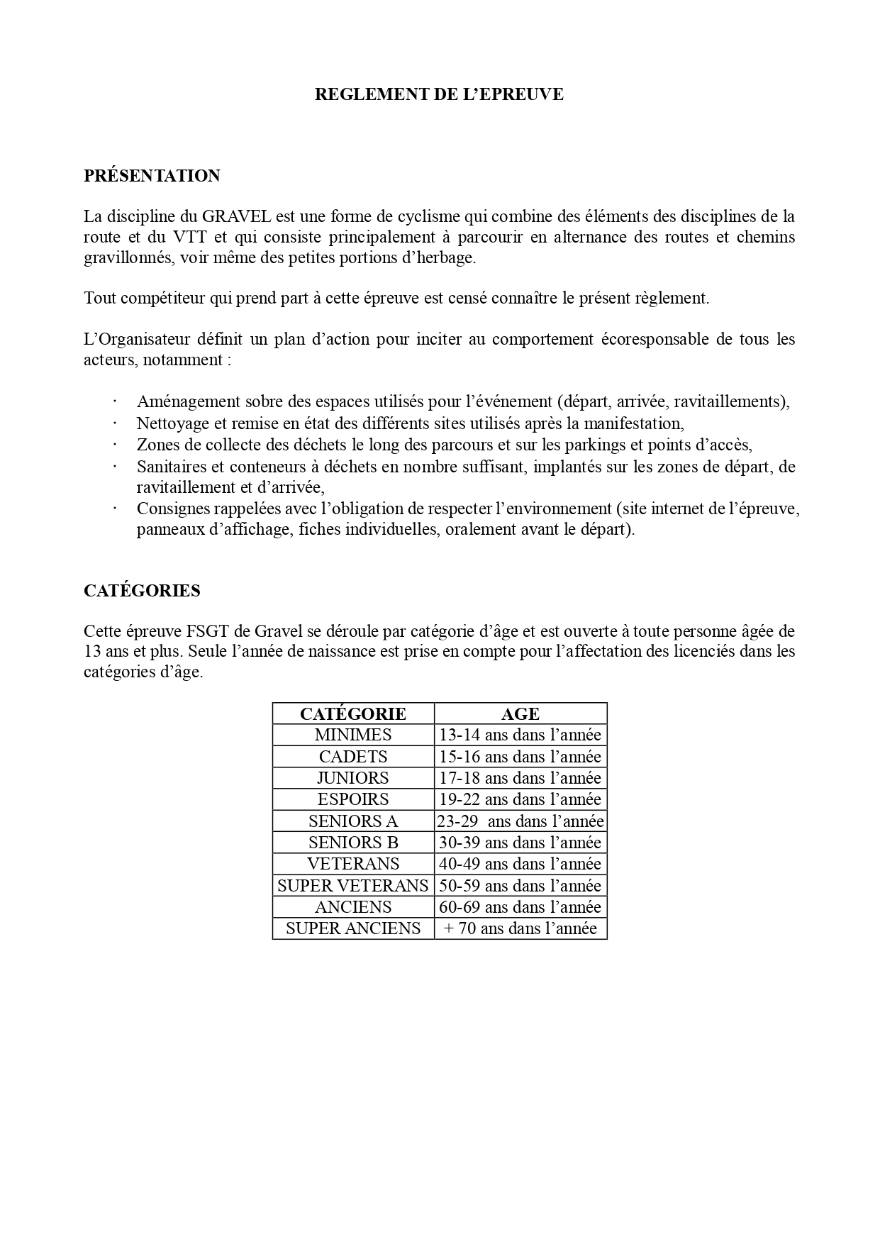 Règlement du Gravel des Marais 2026